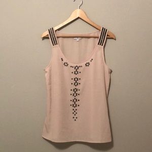 GAP cream and gold beaded tank